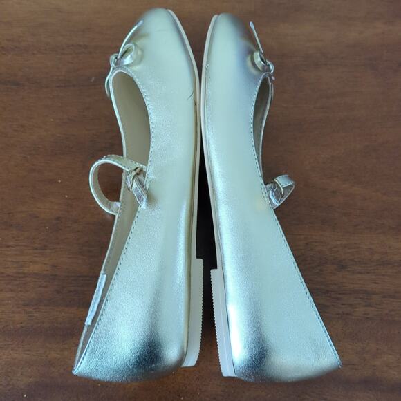 Janie and Jack Girl'sMetallic Gold Bow Ballet Flat big kids size 2 New NT